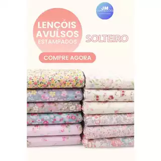 Kit Com 5 Lençóis Avulsos Solteiro Estampados Sem Elástico Poliéster em Oferta na Shopee