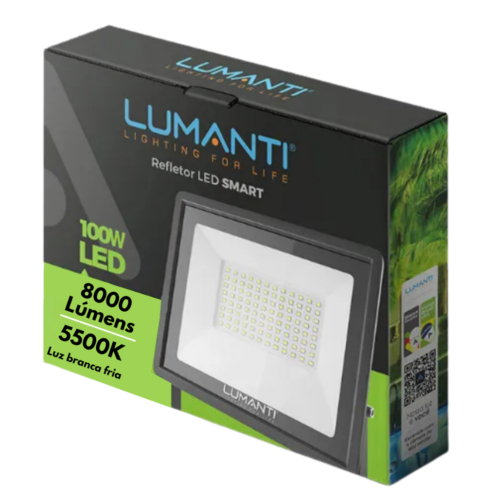 Refletor LED 100W 5500K Branco Frio 8000 Lumens IP66 Autovolt à Prova d ...