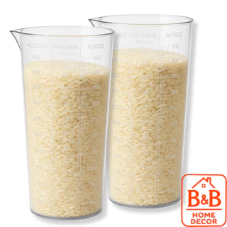 Copo Medidor 500ml em Relevo Kit 2 Peças para Cozinha Precisa Semolina Chocolate