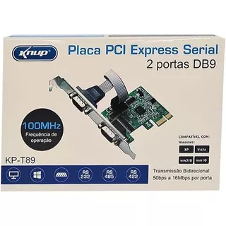 Placa Pci Express 1x 2 Porta Serial Db9 Rs232 Rs485 Rs422
