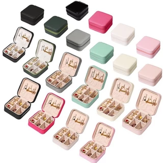 KIT30-50-100 Caixa De Joias Portátil Organizador Expositor De Jóias Viagem Caixas Botão Armazenamento Em Couro Com Zíper em Oferta na Shopee