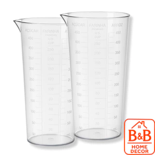 Kit 2 Copos Medidores Graduados 500ml Relevo Prático para Receitas Doces e Salgadas