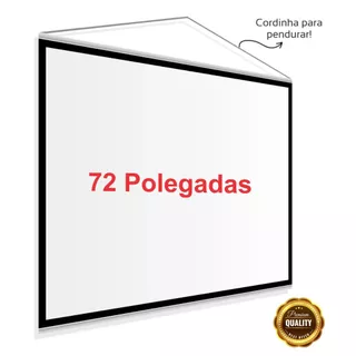 Tela de Projeção 72" (1,40x1,00m) Fosca 260g – Datashow com Cordão para Pendurar PREMIUM