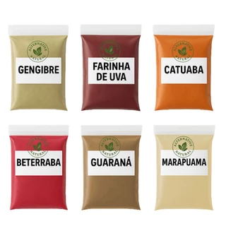 Pré Treino Natural Kit Super Energético Gengibre Guaraná Uva Beterraba Marapuama Catuaba