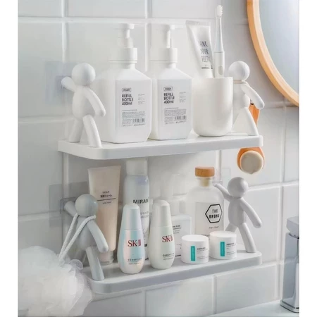 Prateleira Adesiva Multiuso – Organizador de Cozinha e Banheiro Criativo Bonequinho／C-01