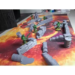 Conjunto de cenário / Terreno - Sacos de Areia e Barris para seu RPG / Wargames / Warhammer 40k / Trench Crusade