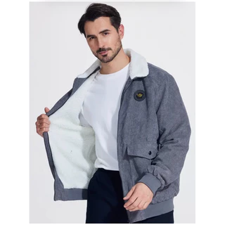 Jaqueta Masculina de Inverno com Zíper e Gola de Pelúcia - Casaco Grosso.