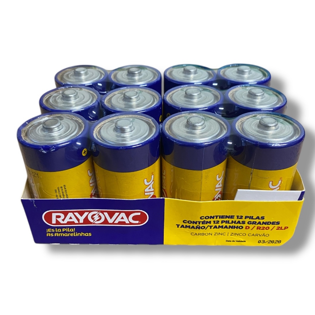 Kit Pilha Grande D Rayovac Caixa Anti Vazamento