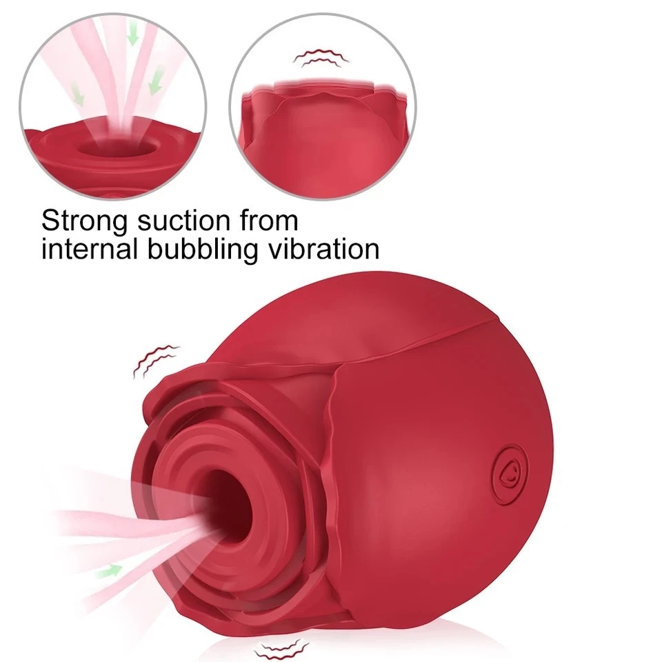 Vibrador Succionador de Clítoris Recargable en forma de rosa; 7 modos de succión SUC-07