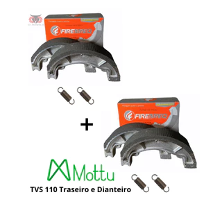 Kit Patim Lona de Freio Traseira e Dianteira MOTTU TVS 110 + Molas Firebreq