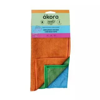 Kit 3 Panos Magicos Limpa Tudo Ákora Microfibra (Limpa Tudo Só Com Água Muito Fácil) Limpeza Geral