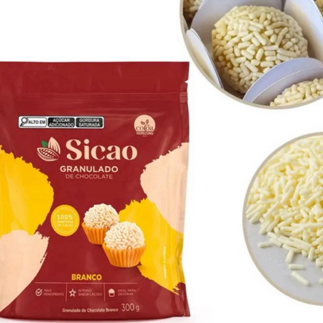 CHOCOLATE GRANULADO NOBRE BRANCO - 300G (100% MANTEIGA DE CACAU ...