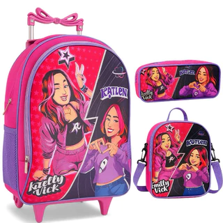 Kit Escolar Emily Vick dos Rosas Lancheira Térmica + estojo mochila forro interno