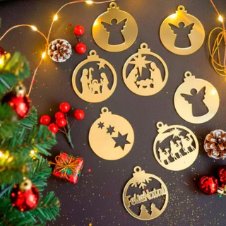 Kit 8 Decoração De Natal Bola Em Acrílico Espelhado Dourado Enfeite Para Árvore De Natal Espelho Presepio