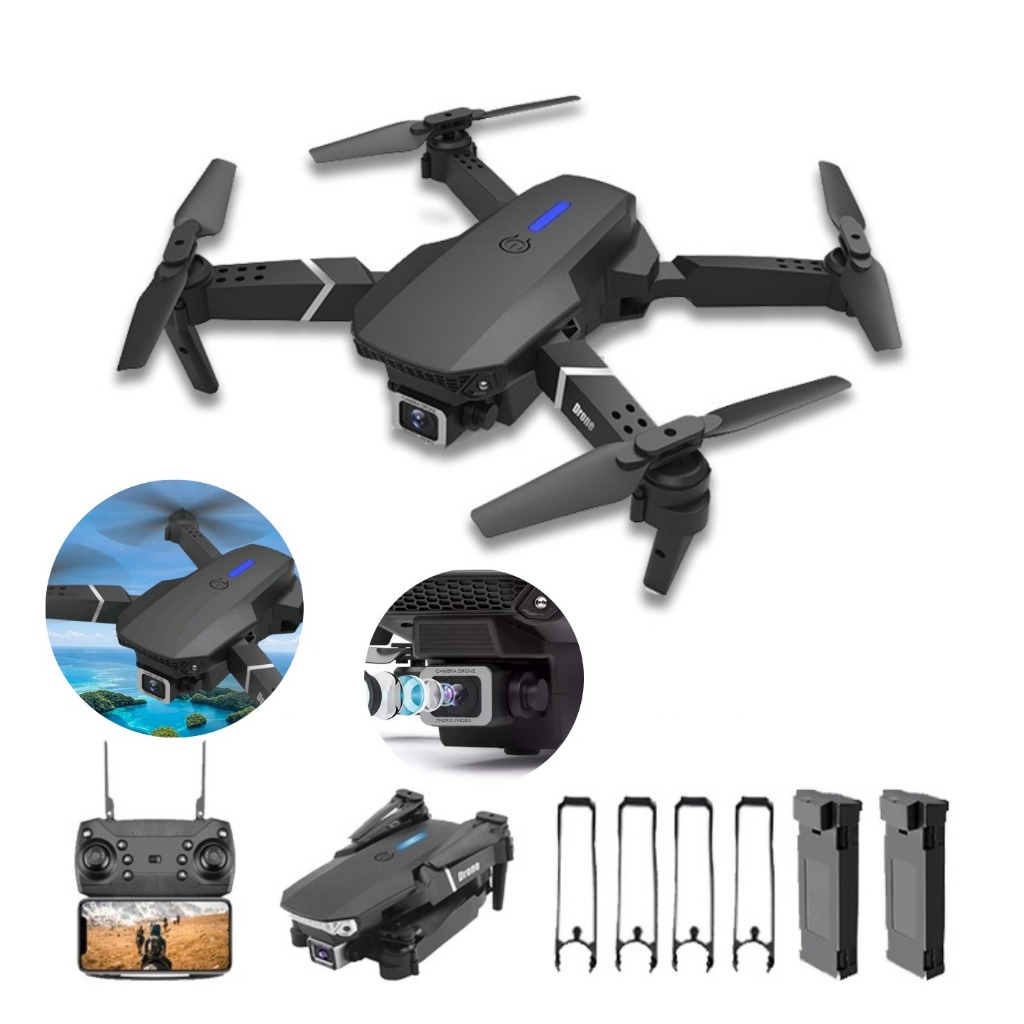 E88 Drone Profissionals Câmeras Fotografia Aérea 2 Baterias-EMLL ...