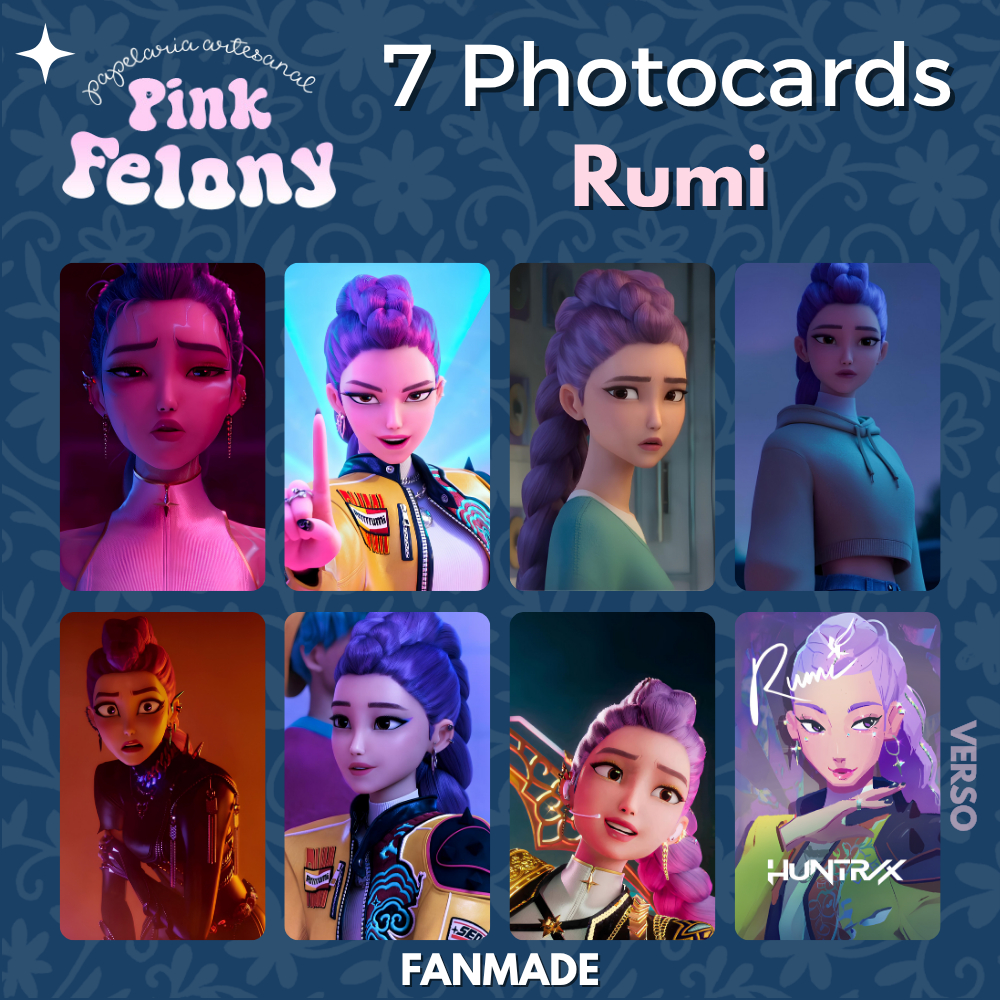 kit 7 photocards kpop demon hunters huntrix zoey mira rumi saja
