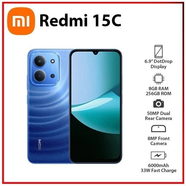 Novo) Câmera Xiaomi Redmi 15C azul 8GB+256GB RAM,4GB+128GB RAM