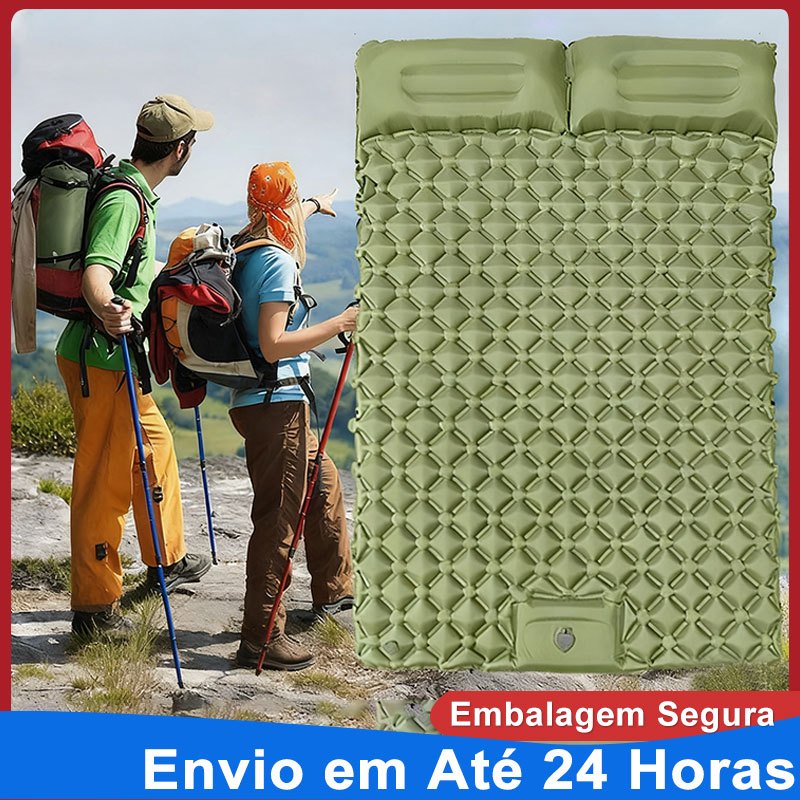 Colchão Inflável Casal Automático Para Acampar Multiuso Camping Com ...
