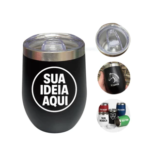 Kit 5 Copos Térmicos Cuia Personalizados 360ml Aço Inox tampa anti vazamento Seu Nome Logo time
