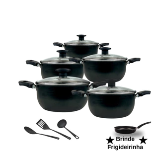 Jogo De Panelas Caçarola Premium Antiaderente Preto 9 Peças. em Oferta na Shopee