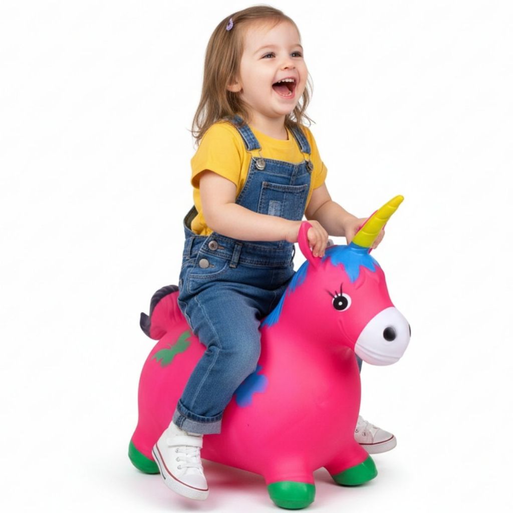 Brinquedo Upa Upa Unicórnio Pula Rosa de Borracha C/ Som e Luz ...