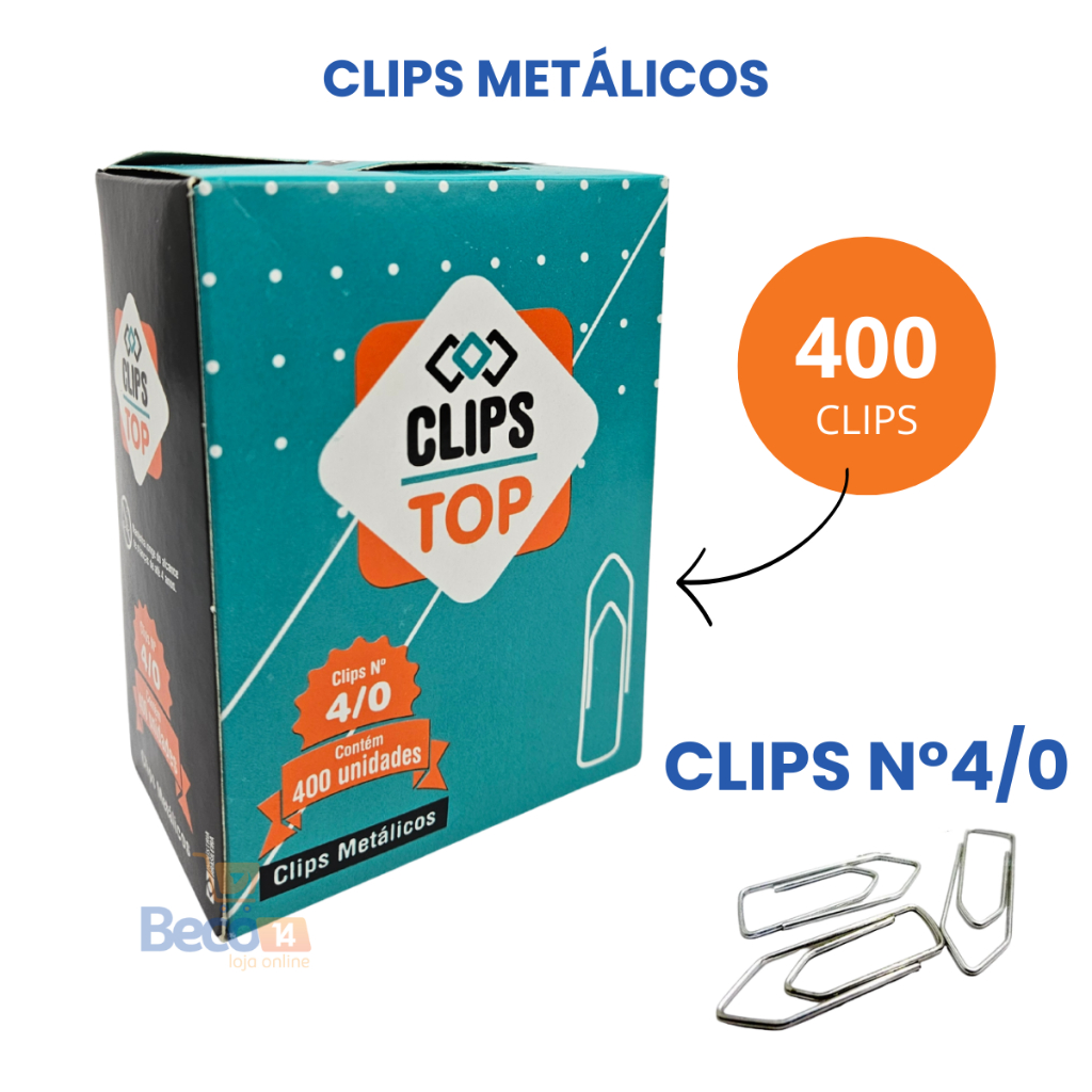 Clips N° 4/0 Top Metálico Caixa Com 400 Unidades Clips Galvanizado ...