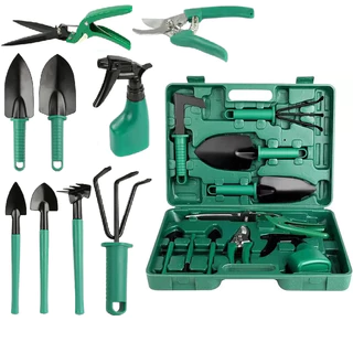 Kit Para Jardinagem Jardim Jogo Ferramentas Grama Corta Galhos Maleta Pás Poda 10 Peças Com Maleta em Oferta na Shopee