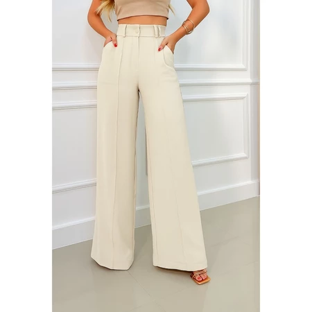 Calça feminina pantalona wide leg Duna com botão