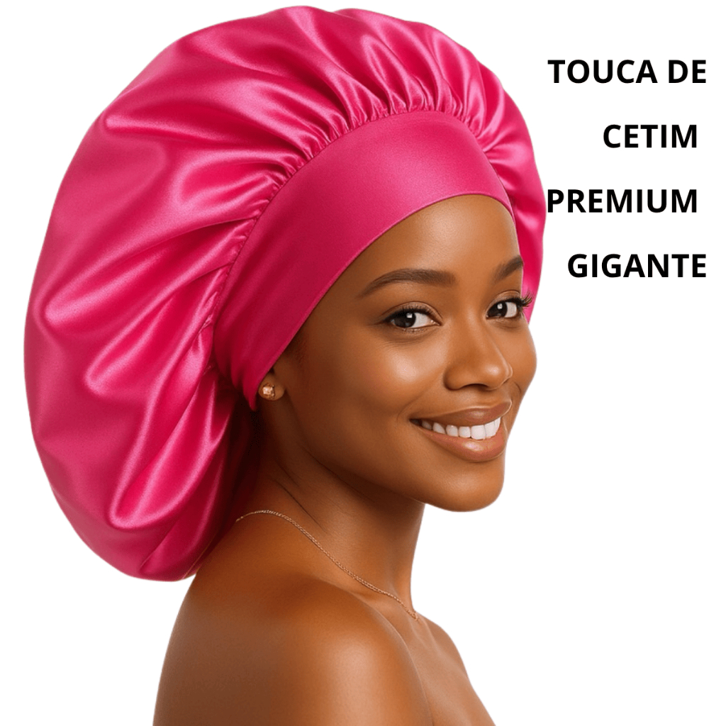 Touca de Cetim Premium Gigante com Faixa Larga Feminina Anti Frizz para ...