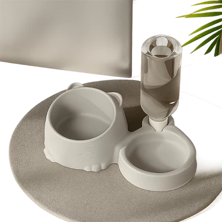 Comedouro Duplo Anti-Formiga Bebedouro Automático Suporte Para Garrafa - Cachorro Gato Higiene Pet