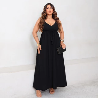 Vestido Longo De Alça Ajustável em Oferta na Shopee
