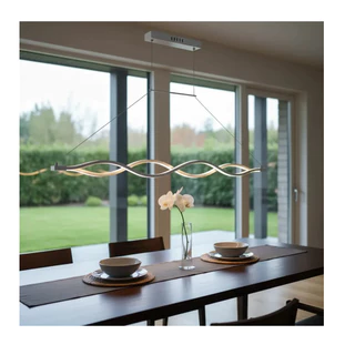 Lustre Led Pendente 3 Cores em 1 Retangular Ondulado Lindo Moderno Bivolt Fio longo Ajustavel