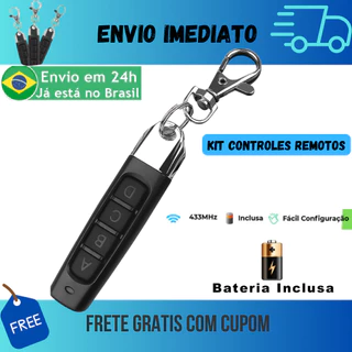 Controle de Portão Eletrônico Slim 433MHz/ Com Bateria/ Compatível com GAREN, CRONN, AGL