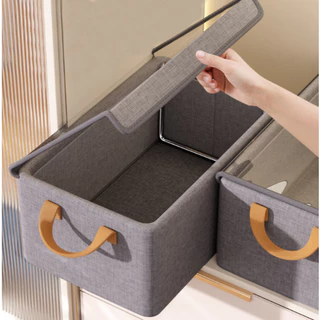 Caixa de armazenamento de roupas cinza dobrável à prova d'água com tampa transparente em Oferta na Shopee