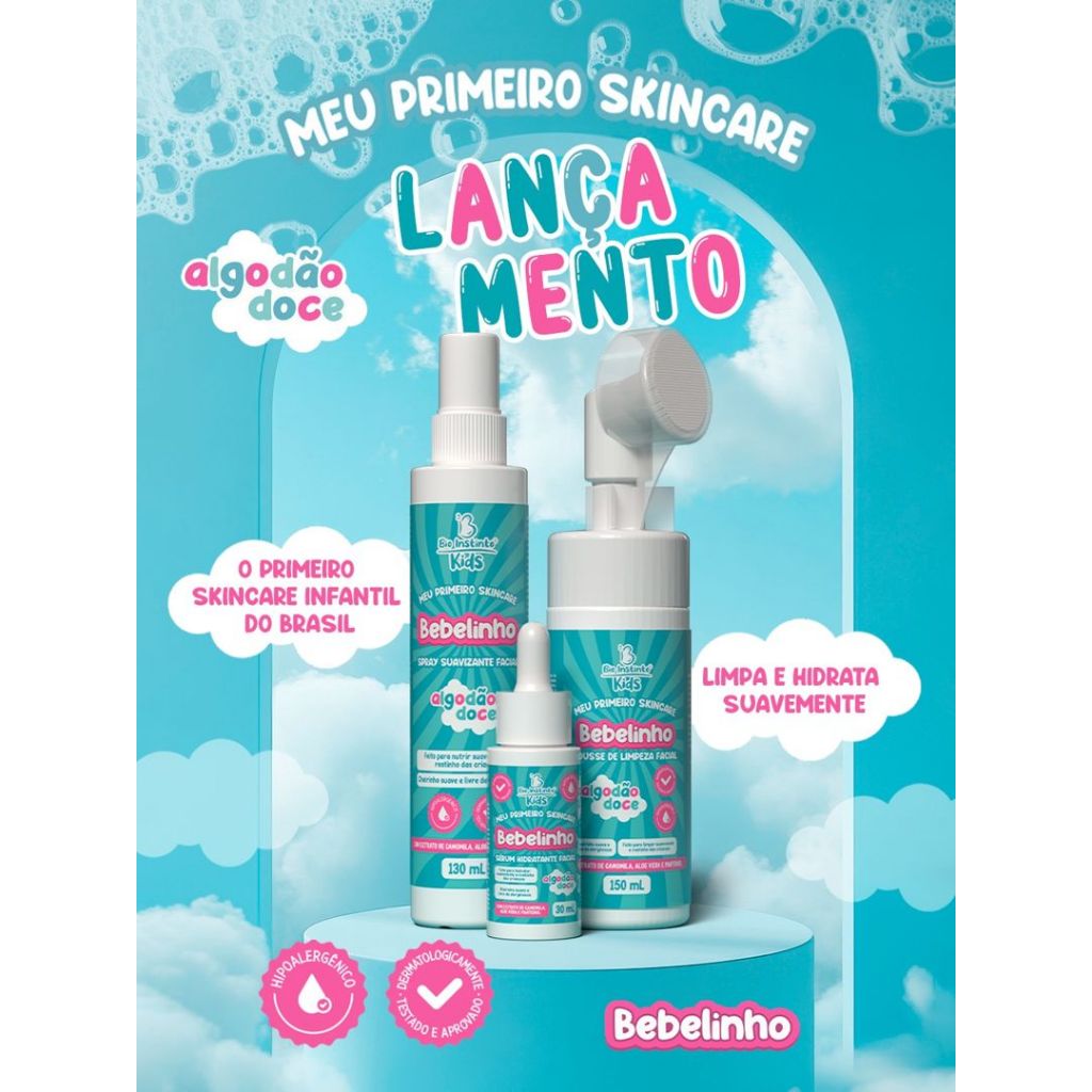 kit com 3 itens Skincare Infantil Bio Instinto Bebelinho Algodão Doce ...
