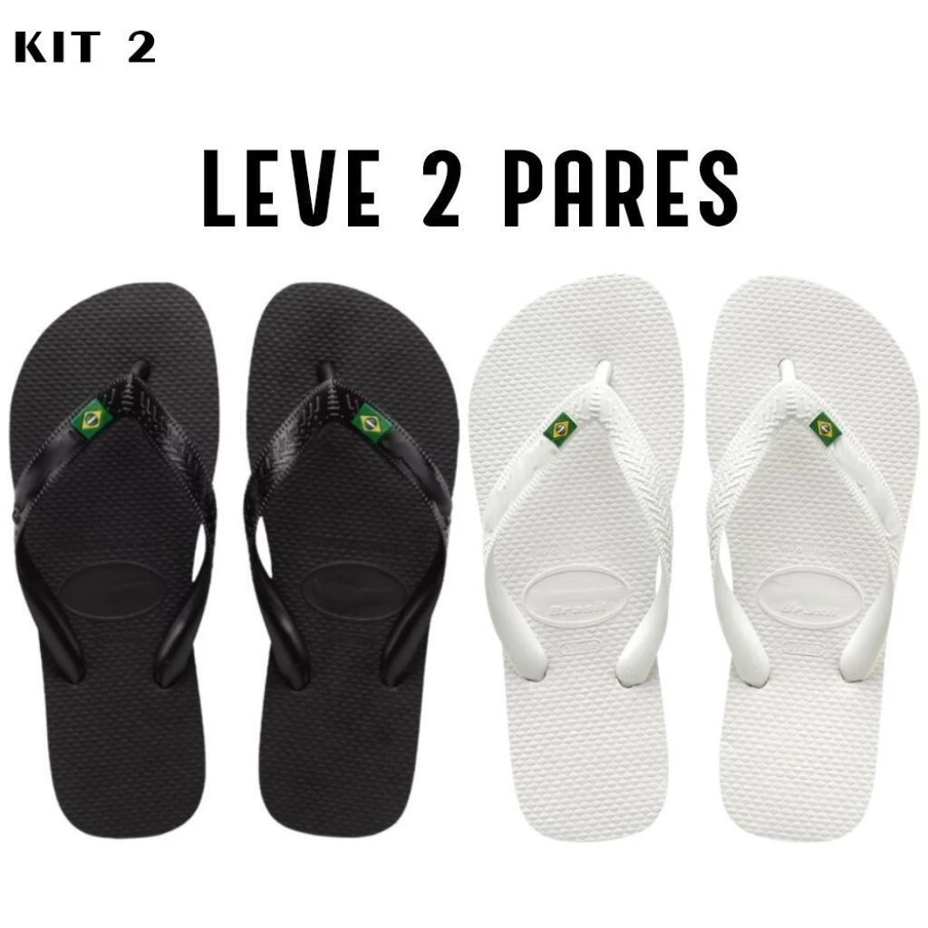 Kit Dois Pares Chinelo Havainas Da Bandeirinha Original Sandalia De Dedo Masculina Feminina