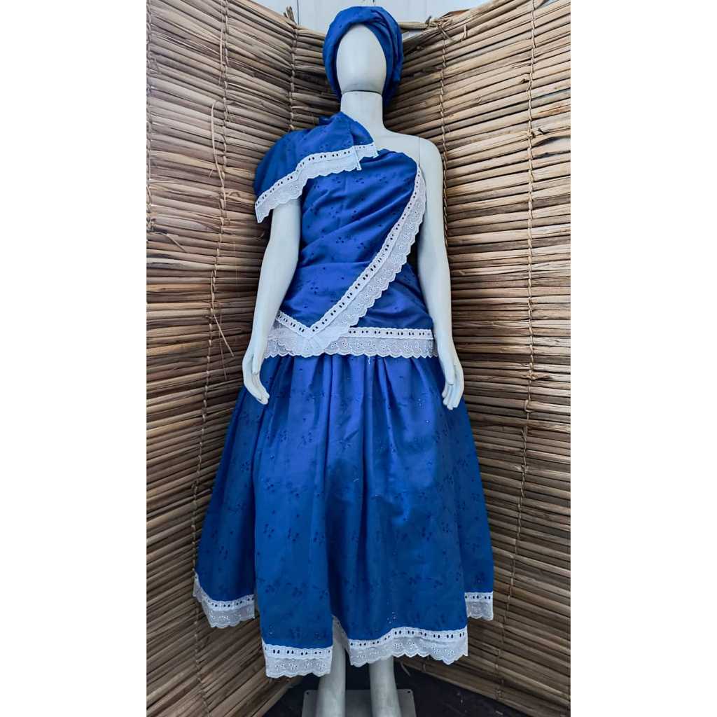 Saia em LESIE Umbanda e Candomblé Azul Royal - 3 peças: Saia, Pano de ...