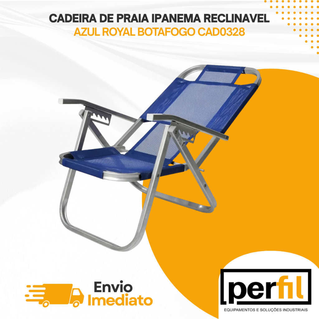 Cadeira Praia Ipanema Reclinavel Azul Royal Botago CAD0328 | Shopee Brasil