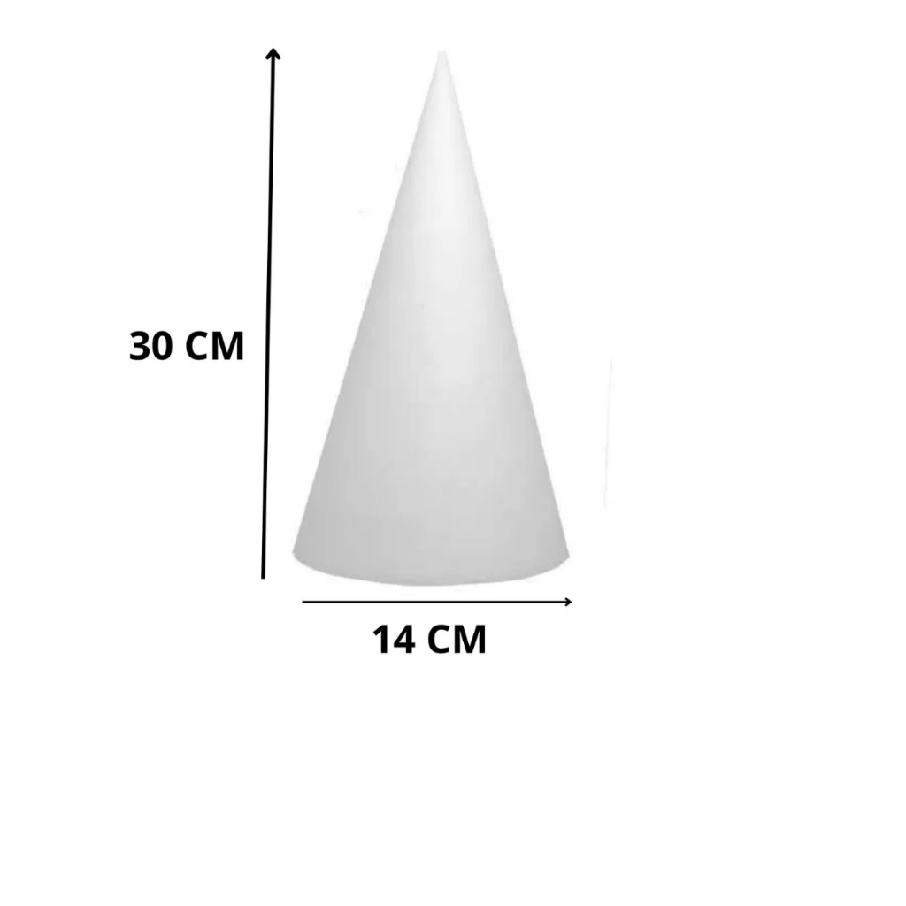 CONE DE ISOPOR 300MM PARA DECORACAO 30CM - 1 UNIDADE- TORRE ISOPOR ...