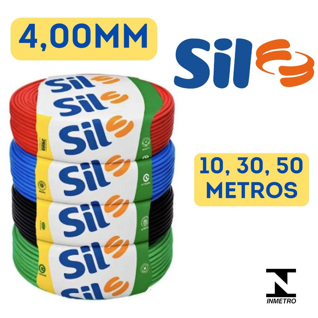 Cabo Sil 4,00mm - 10, 30 e 50 Metros Flexível - Fio Original Todas as Cores