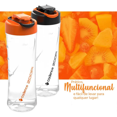 Liquidificador Portátil Blender Zoop Contrast 127V com 2 Jarras Cadence é a escolha perfeita para quem busca praticidade, estilo e rapidez no preparo de vitaminas, shakes e sucos. Compacto, moderno e ideal para a rotina fitness, ele permite preparar e levar sua bebida na mesma jarra. Garanta mais saúde e agilidade no seu dia a dia!