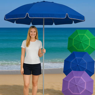 Guarda Sol De Praia Gigante 2,40m Piscina E Pesca Camping Verão Ombrelone Articulado Grande Sombrinha De Praia Sombreiro