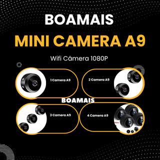 Câmera A9 Mini HD sem fio com Sensor de Presença Wi-Fi  e Suporte para Encaixe  Fixa + Giratória em Oferta na Shopee