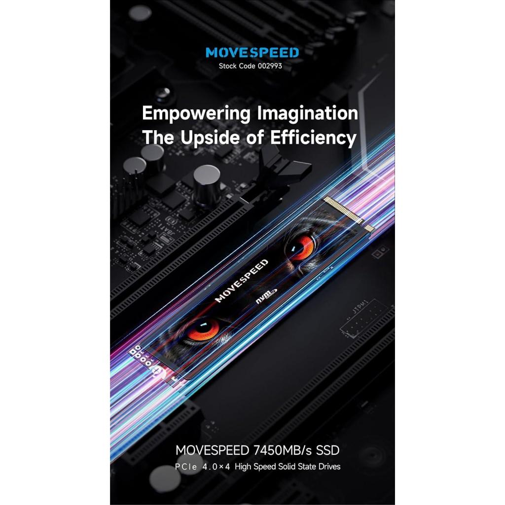 SSD Nvme M2 Movespeed 2T 7450mb Pcie 4.0x4 Compatível Com Ps5, Pc