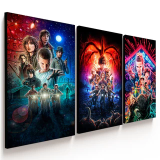 Kit 3 Peças Quadro Decorativo Stranger Things em MDF | Geek Retrô Vintage