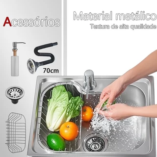 Cuba para cozinha gourmet pia aço inox 304 Com tubo de descarga ,50x40x21cm