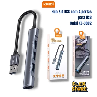Hub USB 3.0 Kaidi KD-3802 4 em 1 – 4 Portas de Entrada USB, Alta Velocidade 5Gbps