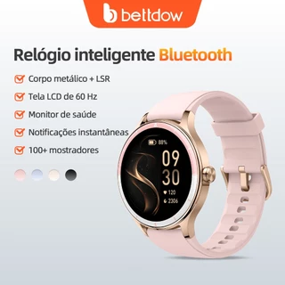 Smartwatch feminino BETTDOW: tela LCD de 1,27 polegadas, resistência à água IP68, caixa de liga metálica, modo esportivo