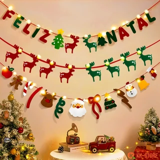 Faixa Decorativa Feliz Natal 2.5M Rena Decoração De Natal Festao De Enfeites Natalinos Christmas Decoration