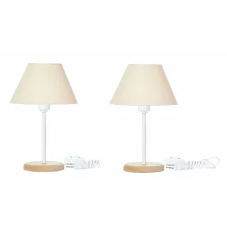 Kit 2 Abajures Luminária De Mesa Com Cúpula Base MDF 17cmx27cm (dxa)